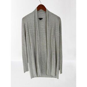 THEORY Cardigan Silk Blend Heather Gray Open Front Knitted Size Med